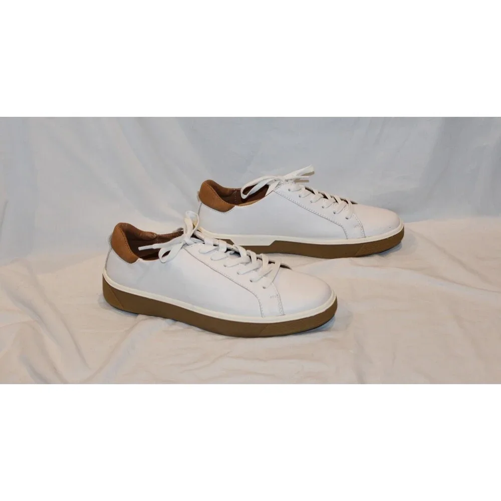 Ecco Soft ClassicMen's Leather Low Top Athletic Sneakers EU 43 US 10 WHITE